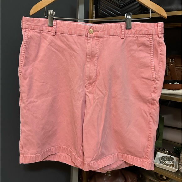 Peter Millar Flat Front Shorts Pima Cotton Salmon Pink Size 36 - Picture 2 of 6